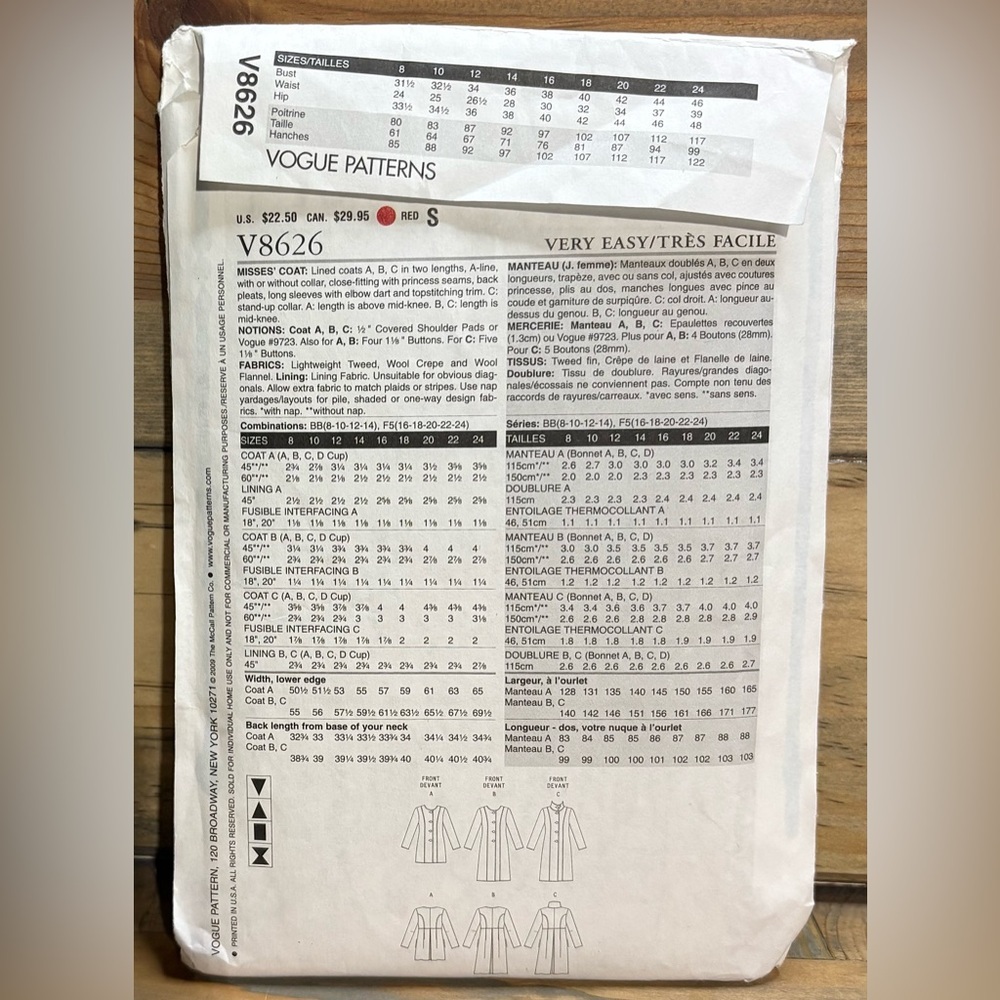 Set of 3 women’s Vogue sewing patterns D141 - Picture 3 of 7